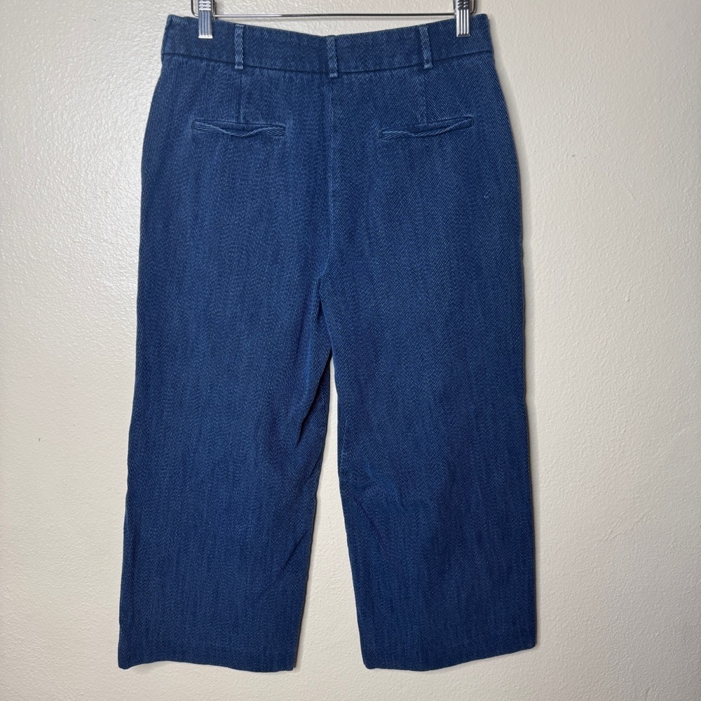 Massimo Dutti Pants Women's 10 Blue Corduroy Wide-Leg Croped Denim - Picture 8 of 9